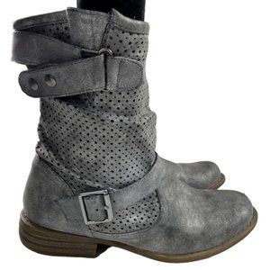 Skechers Women's Mad Dash Perforated Faux Leather Slouch Buckle Boots 8M (48250)